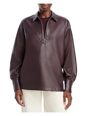 REBECCA TAYLOR Женский коричневый пуловер на молнии с манжетами на рукавах и воротником Топ XS