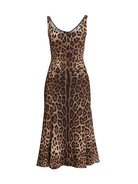 Платье-миди с леопардовым принтом Dolce&Gabbana, леопард