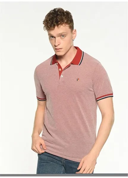 Однотонная темно-красная мужская футболка-поло Jack & Jones