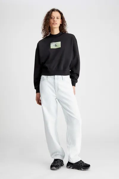 Толстовка из органического хлопка с логотипом Calvin Klein Jeans, черный