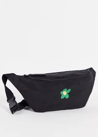 Черная сумка-кошелек через плечо с цветочной вышивкой ASOS DESIGN-Черный цвет