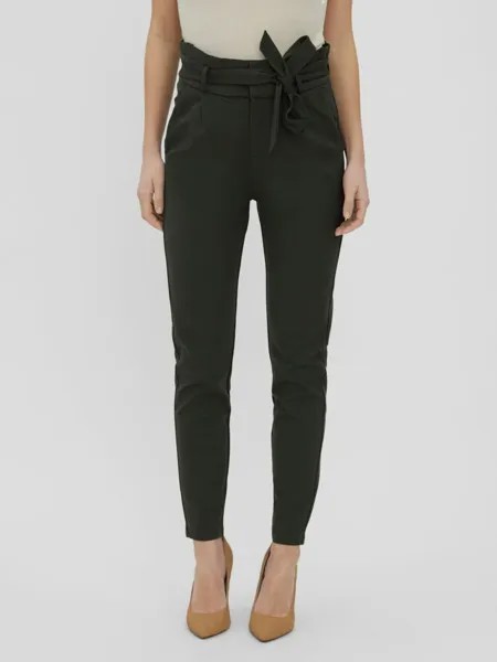 Узкие брюки со складками спереди Vero Moda Eva, темно-зеленый