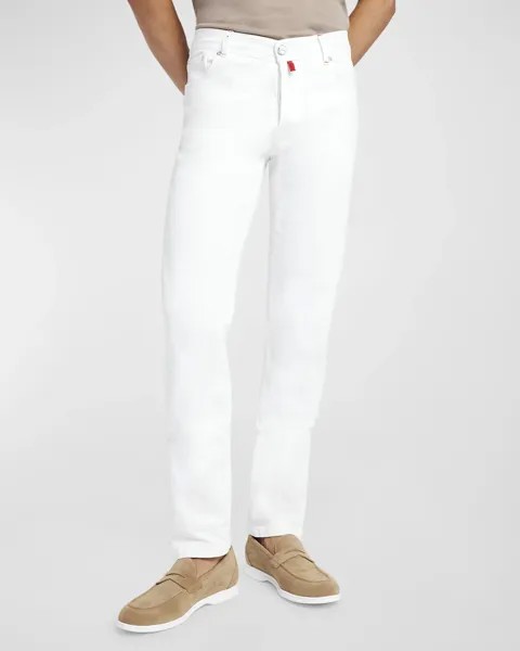 Мужские прямые джинсы с 5 карманами Kiton, цвет White