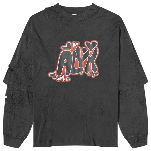 Футболка 1017 Alyx 9Sm Oversized Needle Punch Graphic T-Shirt, цвет Washed Black
