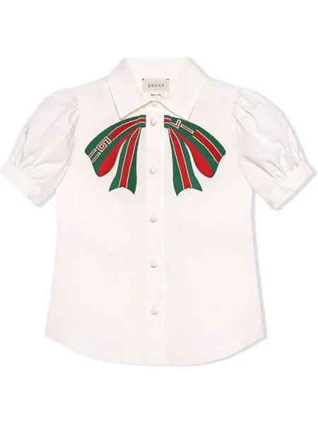 Gucci Kids рубашка с принтом банта