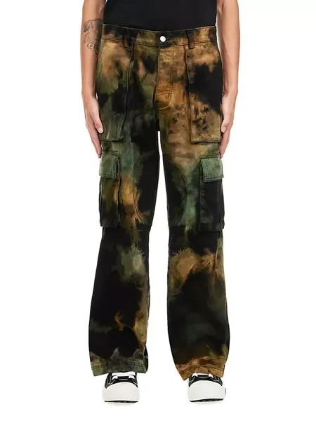 Джинсовые брюки карго с принтом тай-дай Nahmias, цвет camo tye dye