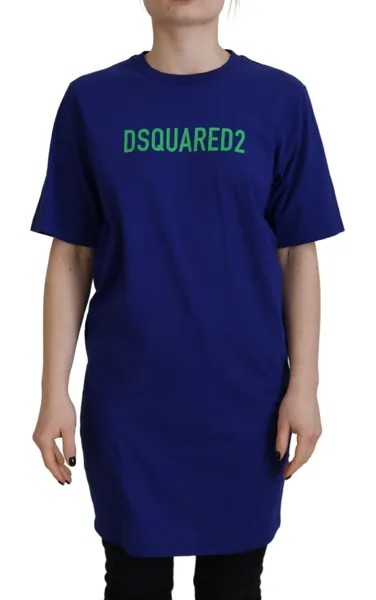 Футболка DSQUARED2, синяя хлопковая футболка с логотипом и круглым вырезом, с короткими рукавами IT38/US4/XS 330 долларов США