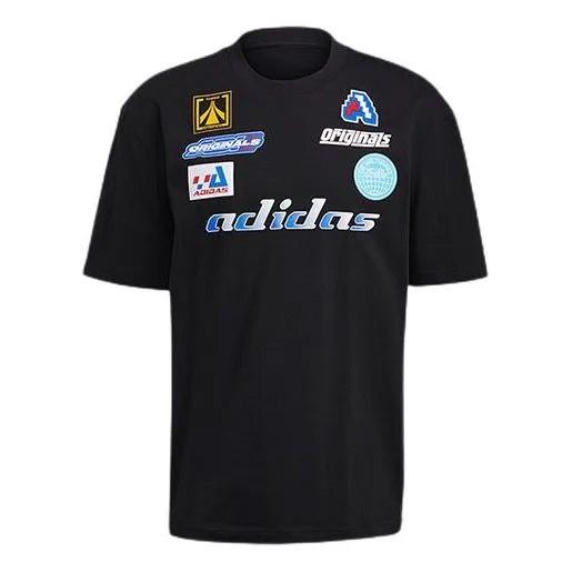 Футболка оригинальные мужские tgp ss moto cross country с принтом спортивные с коротким рукавом Adidas, черный