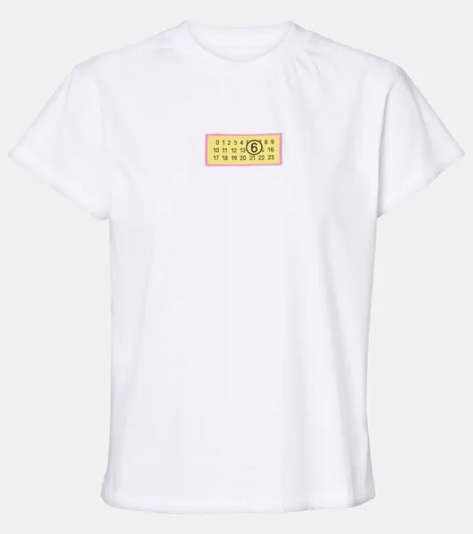 Футболка из хлопкового джерси с логотипом Mm6 Maison Margiela, цвет optic white