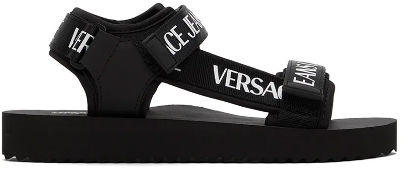 Черные сандалии Fondo с ремешками Versace Jeans Couture