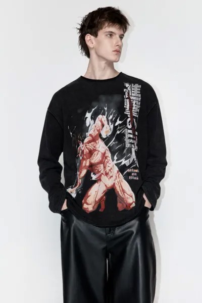 Лонгслив oversize с принтом Атака титанов