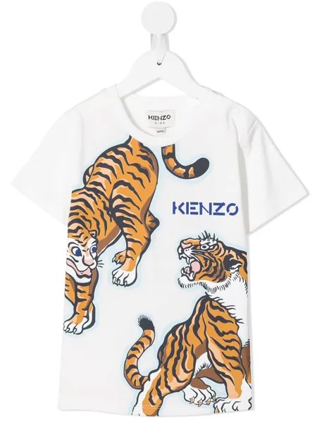 Kenzo Kids logo tiger-print T-shirt