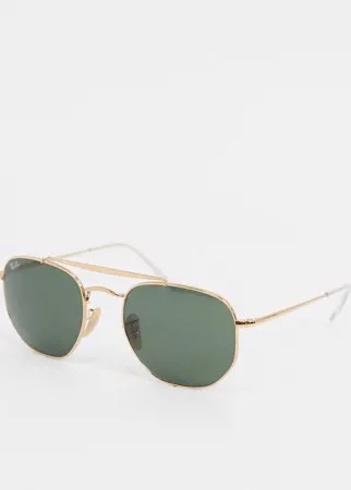 Золотистые солнцезащитные очки в шестигранной оправе Ray-ban ORB3648-Золотой