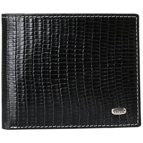 Портмоне Petek 1855 236/2.041.KD1, натуральная кожа, фактура под рептилию, без застежки, отделение для карт, черный