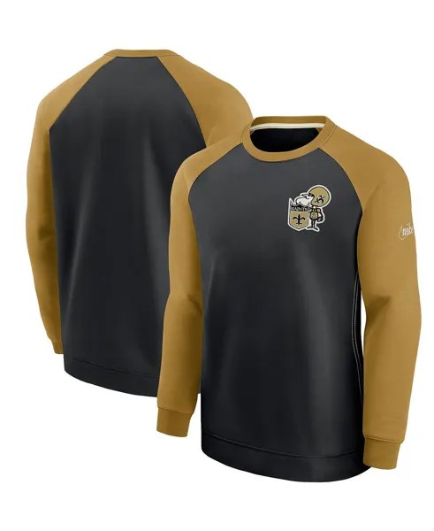 Мужской черно-золотой свитер new orleans saints historic raglan performance pullover sweater Nike, мульти