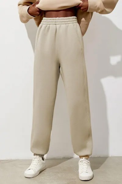 Женские бежевые спортивные штаны комфортного кроя MG1353 MADMEXT