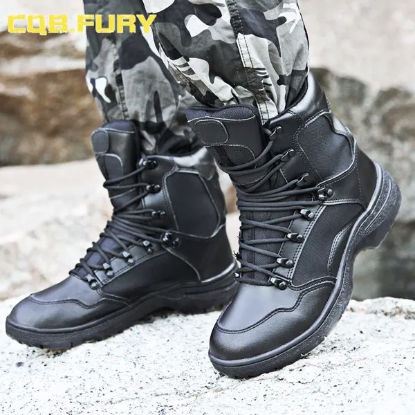CQB. FURY/мужские черные кожаные ботинки в стиле милитари; удобные и дышащие армейские ботинки; размеры 38-46; ZD-Wild leopard