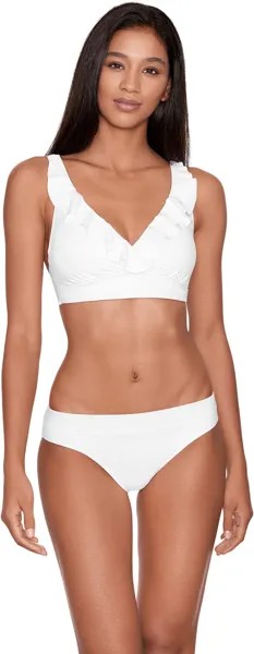 Купальный топ LAUREN Ralph Lauren Beach Club Solid Ruffle Underwire Bra Top, белый