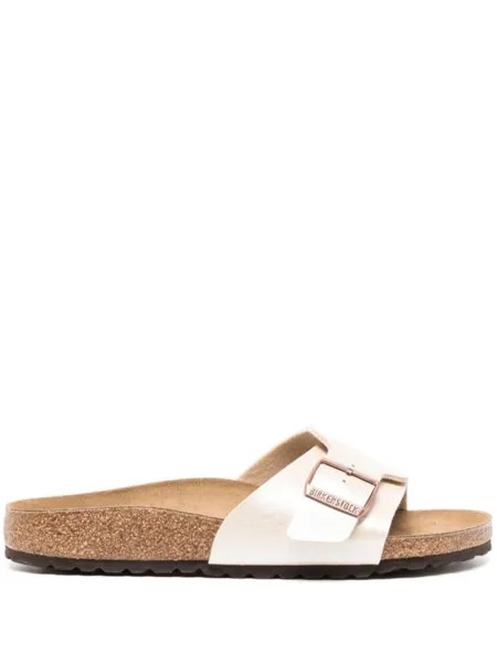Birkenstock Madrid suede slides, белый