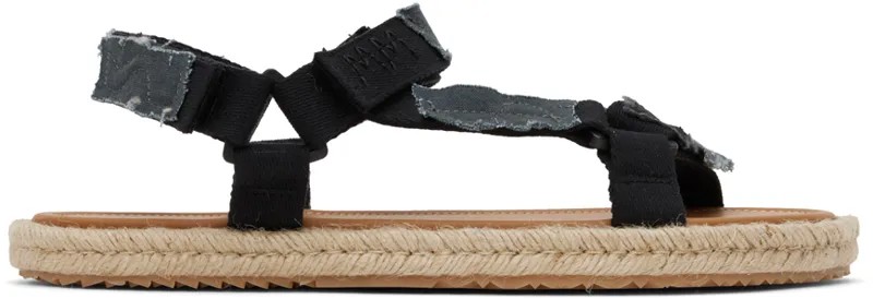 Черные походные сандалии в технике пэчворк Maison Margiela