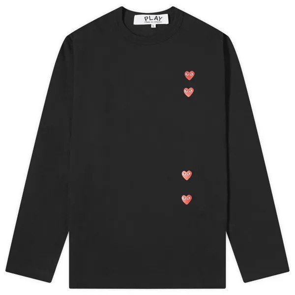 Лонгслив Comme Des Garçons Play Long Sleeve 4 Heart T-Shirt, черный