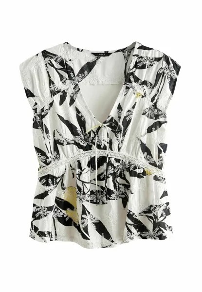 Блузка Broderie Short Sleeve Next, экрю с лимонным принтом