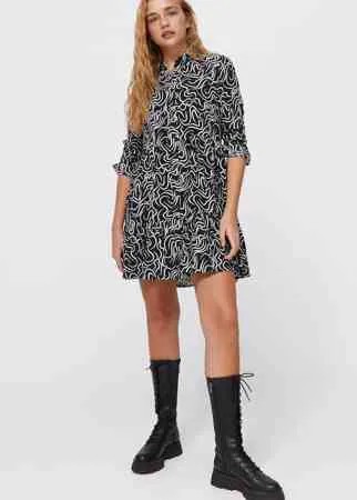 Stradivarius Короткое Платье-Рубашка Черный S