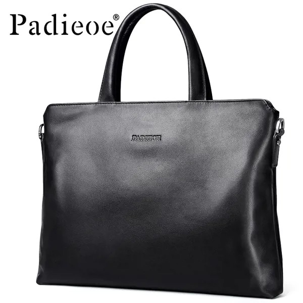 Новый дизайнерский брендовый мужской портфель Padieoe из натуральной коровьей кожи, модная однотонная мужская сумка через плечо, деловая сумка для ноутбука