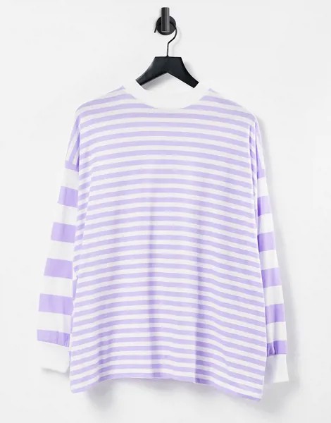 Сиреневый оversized-лонгслив в полоску ASOS DESIGN-Фиолетовый