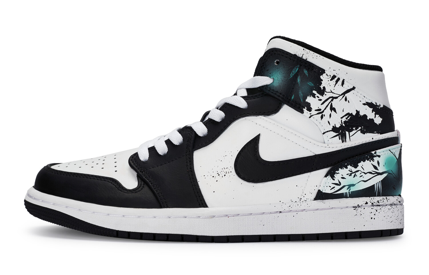 Кроссовки Air Jordan 1 Vintage Basketball Shoes Women's Mid-top Blue/Green, белый/черный/синий/зеленый