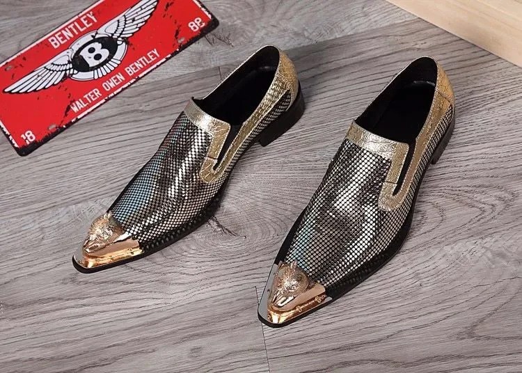Туфли мужские из лакированной натуральной кожи, роскошные брендовые лоферы, итальянская обувь для выпускного вечера, Крокодиловая Кожа, Золотой носок