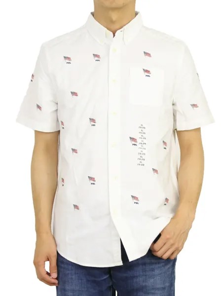 Рубашка на пуговицах с короткими рукавами и флагами США Polo Ralph Lauren для мальчиков — Белый —