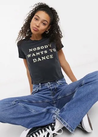 Черная футболка с надписью Dua Lipa x Pepe Jeans-Черный