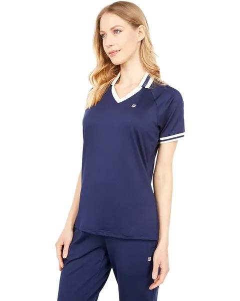 Топ Fila Heritage Short Sleeve Top, цвет Navy/Ecru