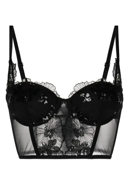 Кружевной корсет с пайетками Fleur Du Mal, черный