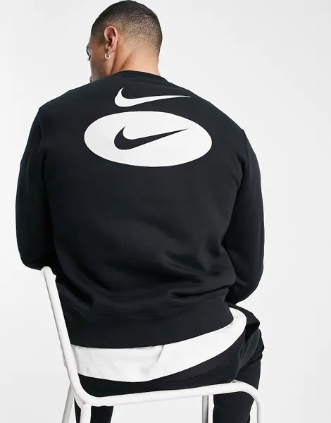 Свитшот черного цвета с логотипом-галочкой на спине Nike-Черный цвет
