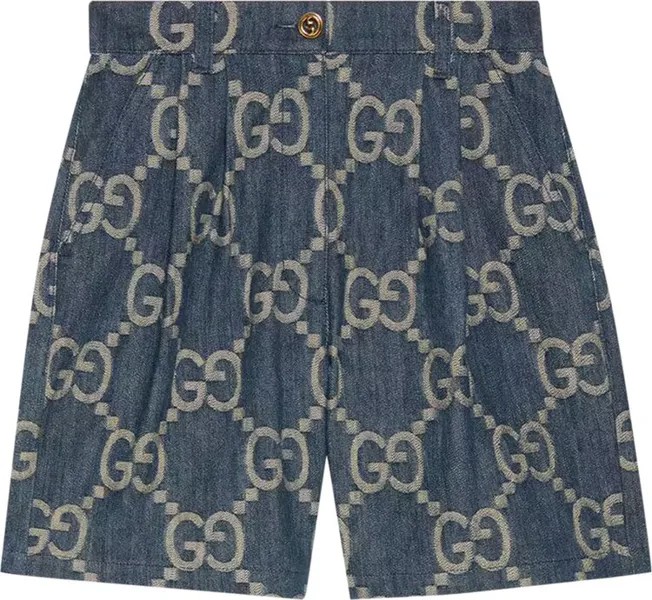 Шорты Gucci Jumbo GG Denim Shorts Blue/Ivory, синий