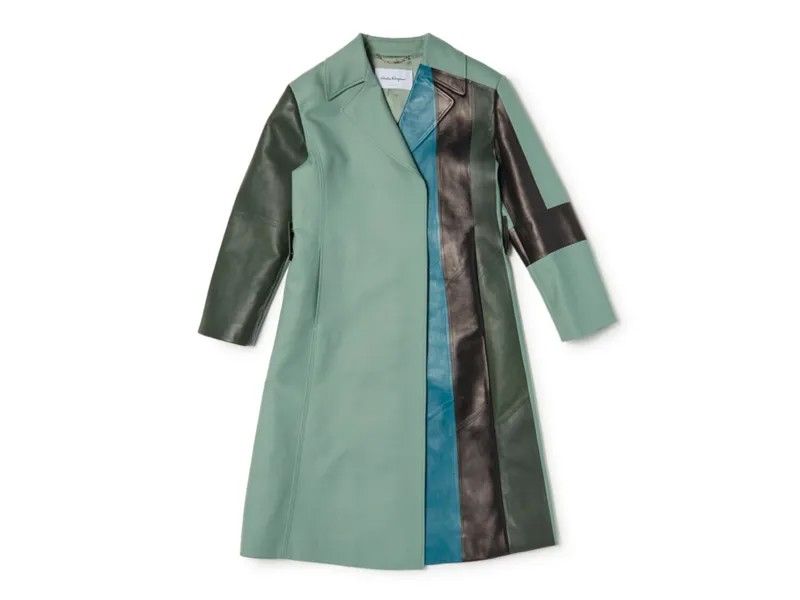 Удлиненное женское пальто Salvatore Ferragamo Timeless, цвет Sage Green/Moss Green/Black