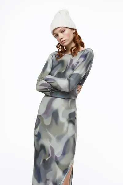 Платье из джерси с узором H&M, серый