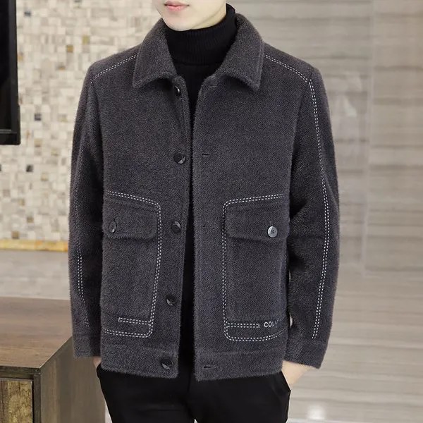 Высококачественная шерстяная Мужская куртка, Короткий Повседневный деловой Тренч, приталенное уличное пальто, Толстая теплая ветровка, од...