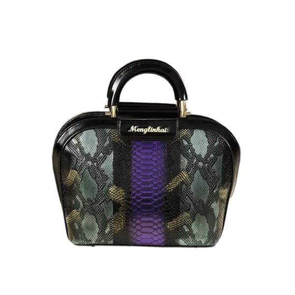 Ретро Европа Стиль высокое качество Разделение кожа женские сумки из змеиной кожи мужская сумка-портфель из натуральной кожи со вставками ...