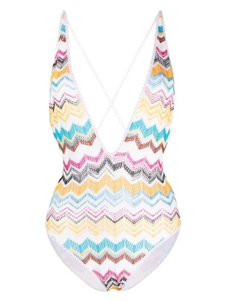 Missoni купальник с узором зигзаг, белый