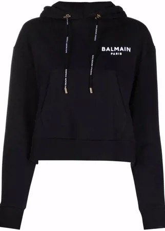 Balmain укороченное худи с логотипом