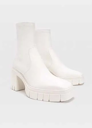 Stradivarius Ботильоны На Рифленой Подошве Белый 41