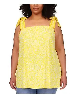 MICHAEL KORS Женская желтая майка без рукавов с принтом и квадратным вырезом плюс 4X