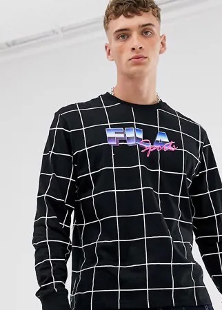 Черный лонгслив в клетку Fila - Raygon эксклюзивно для ASOS