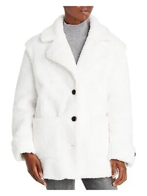 Женская куртка на пуговицах AQUA цвета слоновой кости с карманами и длинным рукавом с зубчатым воротником S