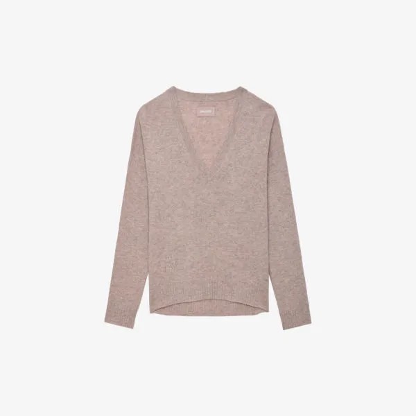 Кашемировый джемпер с v-образным вырезом и вышивкой звезд vivi Zadig&Voltaire, цвет primerose