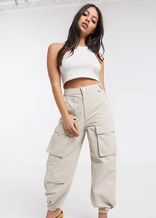 Брюки в стиле милитари с карманами ASOS DESIGN Petite-Neutral