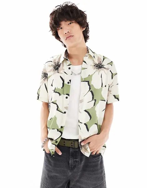 Зеленая рубашка с цветочным узором River Island